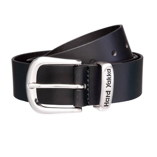 Hard Yakka Black Leather Brass Buckle Belt Size 92 - Durable - Adjustable Fit - 38mm Width - Auzzistore