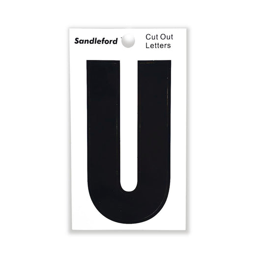 Sandleford 85mm Black Cut Out Self Adhesive House Letter U - Auzzistore
