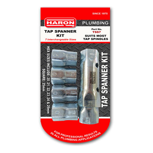 Haron Universal Spanner Tap Kit TSS7 - 7 Interchangeable Heads - Steel - 130mm x 235mm x 40mm