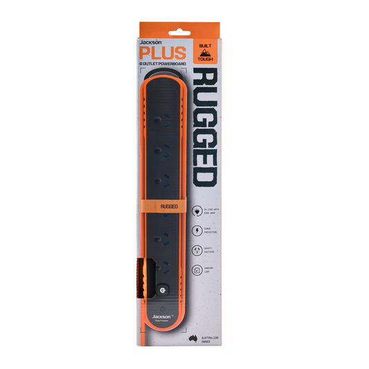 Jackson Rugged Plus 6 Outlet Powerboard 2m Cord - Surge Protection