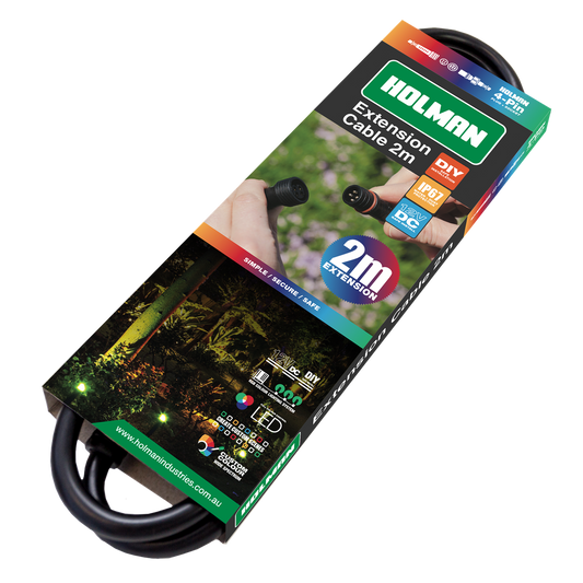 Holman RGB Colour Garden Light Extension Cable - 2m - Waterproof - Easy Install