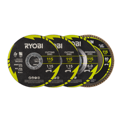 Ryobi 4 Piece Cutting and Grinding Set - 115mm - Precision Metalworking Tools