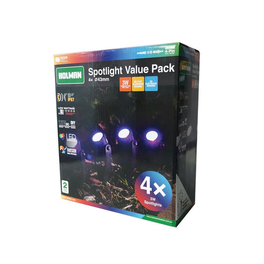 Holman RGB Colour Pond Light - 55mm x 60mm x 55mm - Stainless Steel - Bluetooth Controlled - 3 Pack