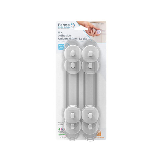 Perma Child Safety Flexi Locks - 23cm - Plastic - One-Handed Operation - 4 Pack
