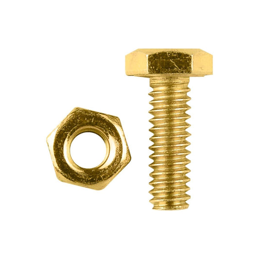 Pinnacle Hex Bolt & Nut - 1/4" x 3/4" - Yellow Zinc - 10 Pack - Auzzistore