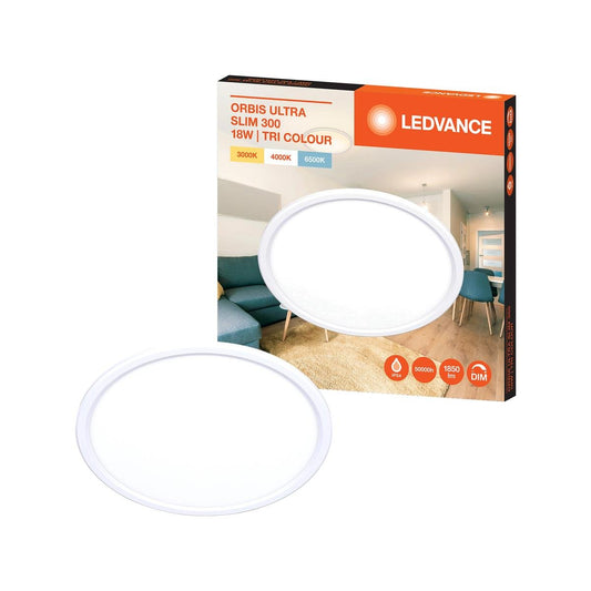 Ledvance 18W Ultra Slim Oyster Ceiling Light 230mm - Tri Colour Dimmable