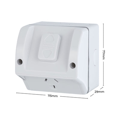 Deta Single Weatherproof Power Point - 240V 10A Polycarbonate - IP54 Rated