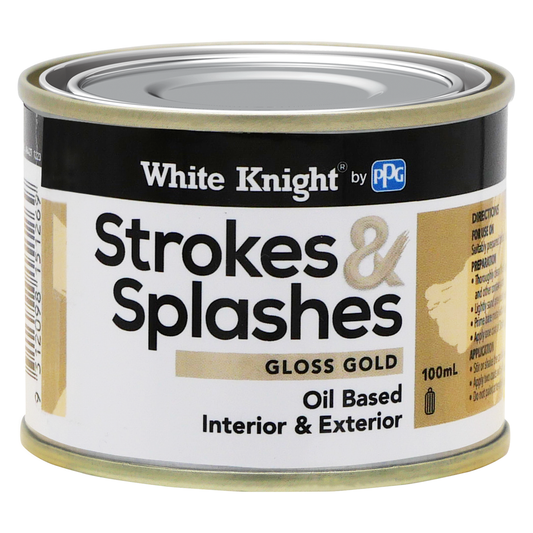 White Knight Strokes and Splashes Paint - 100ml - Gold - Oil Based - No Brush Marks - Auzzistore