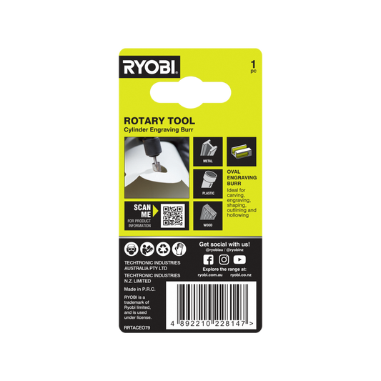 Ryobi 7.9mm Oval Engraving Burr - High-Speed Steel - Precision Carving Tool – view 2 - Auzzistore