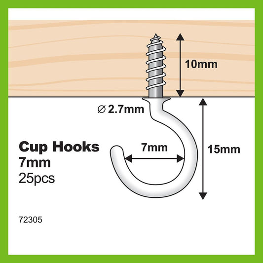 Everhang Cup Hooks - 7mm - PVC - Easy to Install - 25 Pack – view 2