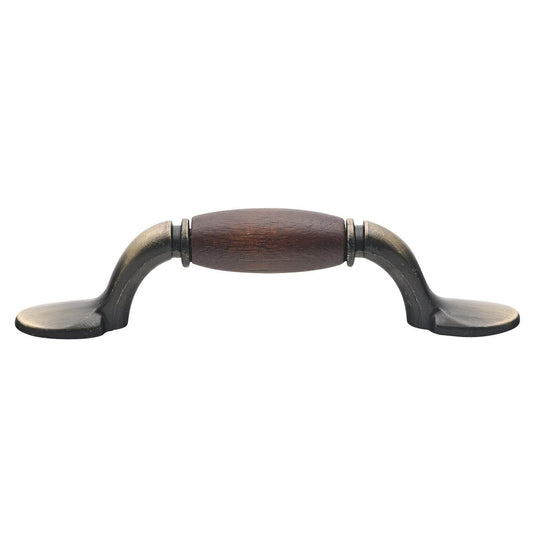 Prestige Handle - 80mm - Beech - Antique Brass Finish