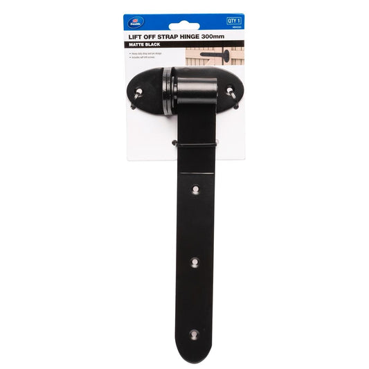 Zenith 300mm Lift Off Strap Hinge - Matte Black - Heavy-Duty Steel