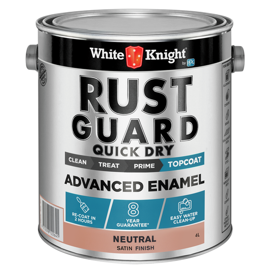 White Knight Rust Guard 4L Advanced Enamel Paint - Neutral Satin - Quick Dry - Auzzistore
