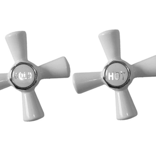 Shaw Mason White Easy Clean Cross Tap Handle Pair - 112mm x 179mm - Brass – view 2