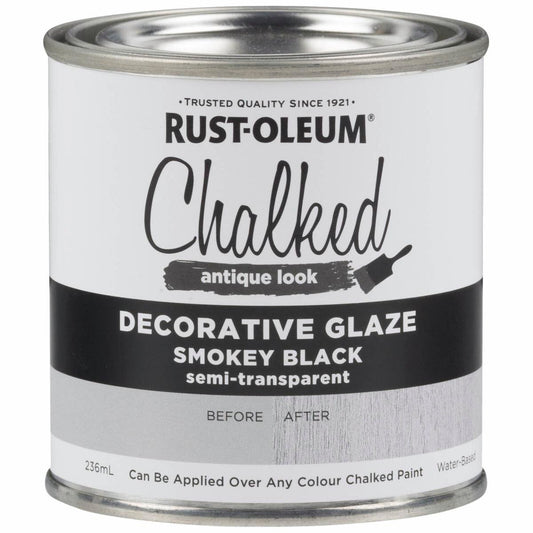 Rust-Oleum Smokey Black Chalked Decorative Glaze Paint 236ml Easy Apply