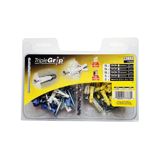 Cobra Assorted Triple Grip Anchor Kit 50 Pack - 176ke - Easy Installation - Superior Holding Power