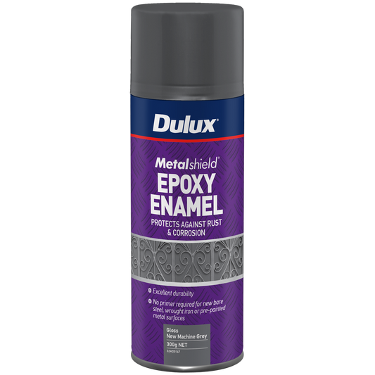 Dulux Metalshield Epoxy Enamel Gloss Spray Paint - 300g - New Machine Grey - Rust Protection - Auzzistore