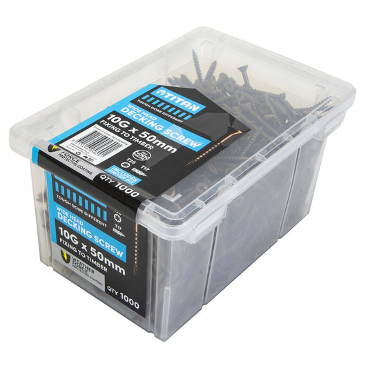 Titan 10g x 50mm Weather Force Wide Head Decking Screws - Pack of 1000 - Galvanised - Corrosion Resistant – view 2 - Auzzistore