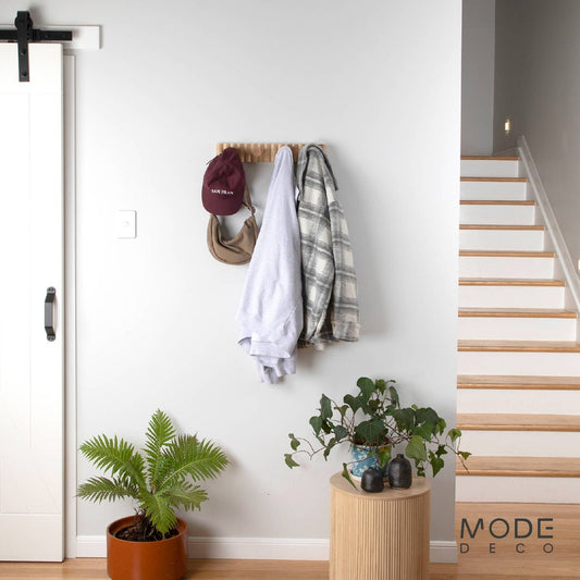 Mode 4 Timber Hooks on Timber Board Hook Rack - 4 Hooks - 450mm x 77mm – view 2