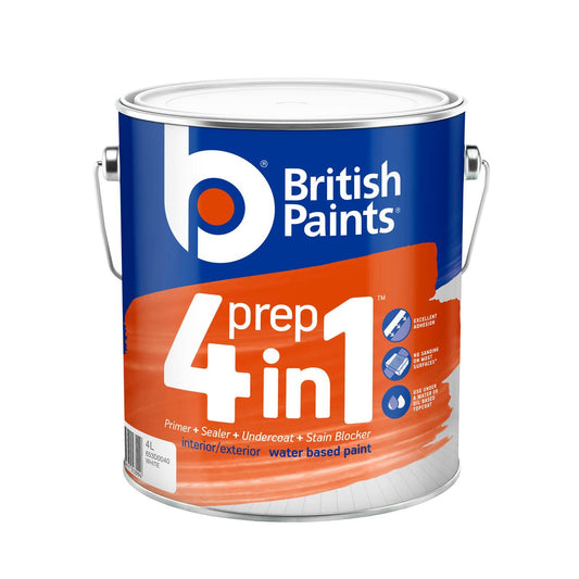 British Paints 4L Prep Primer Sealer - Water Based - Fast Drying - Auzzistore