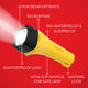 Eveready Dolphin Hybrid Rechargeable Floating LED Flashlight 225 Lumen - 135mm x 317mm x 67mm - Waterproof - Durable