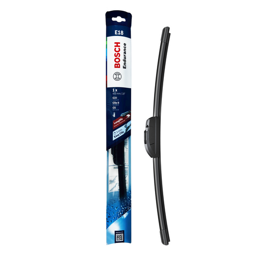 Bosch 18" 450mm Flat Blade Endurance Wiper Blade - Hook Type Adapter - Durable Rubber - Smooth Wiping Action