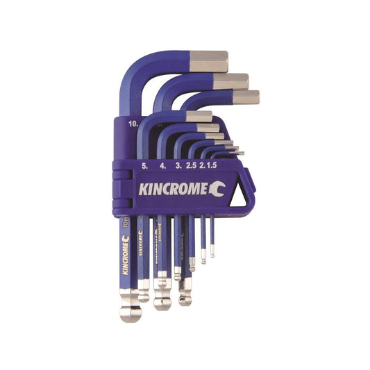 Kincrome 9 Piece Metric Hex Key Wrench Set - Chrome Vanadium Steel - Durable
