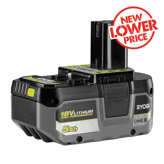 Ryobi 18V ONE+ Lithium High Performance 5.0Ah Battery - 80mm x 105mm x 135mm - IntelliCell Technology