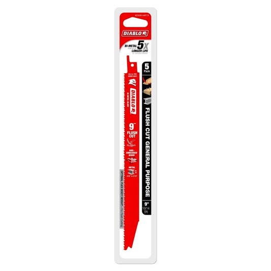 Diablo Reciprocating Saw Blades - 9" - Bi-Metal - Flush Cut - 5 Pack