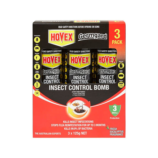 Hovex Germgard Insecticide Bomb 125g Tin Can 3 Pack Kills Insects - Auzzistore