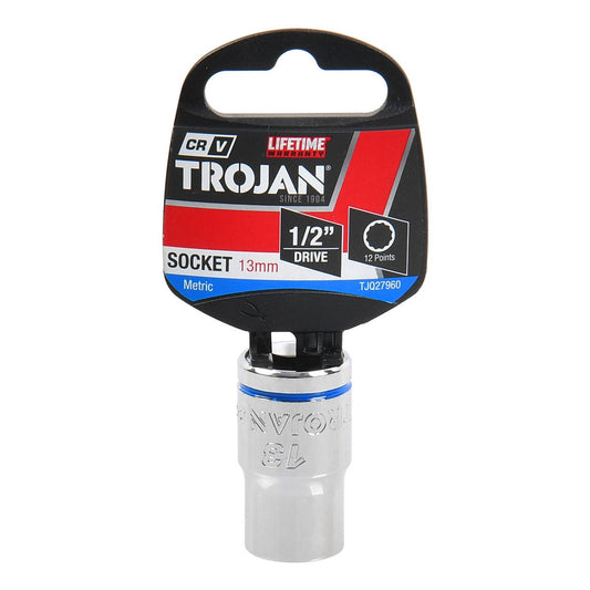 Trojan 13mm Socket 1/2" Drive - Polished Chrome Vanadium - Durable Design – view 2 - Auzzistore