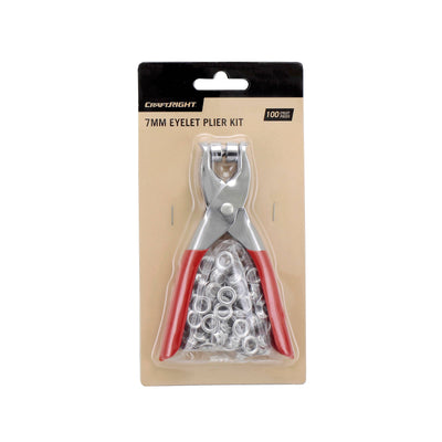 Craftright 7mm Eyelet Plier Kit - Includes 100 Eyelets - Chrome Plated