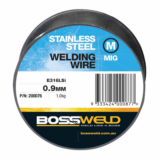 Bossweld 0.9mm 1.0kg Stainless Steel 316LSi MIG Wire - Precision Layer Wound - Auzzistore