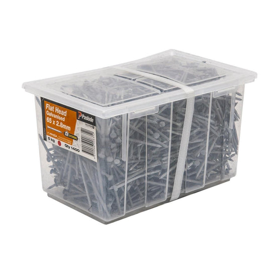 Paslode Flat Head Nails - 65mm x 2.8mm - Galvanised - 1400 Pack - Auzzistore