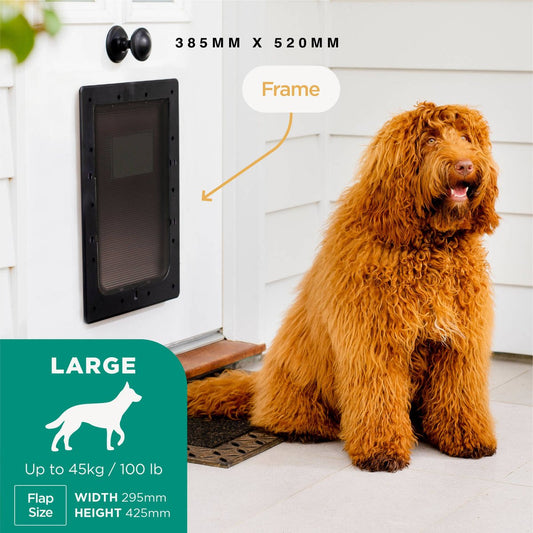 Hakuna Pets Large Black Super Tough Pet Door 295mm x 425mm – view 2 - Auzzistore