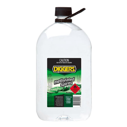 Diggers Methylated Spirits - 4L - Clear - Heavy-Duty Cleaner & Disinfectant