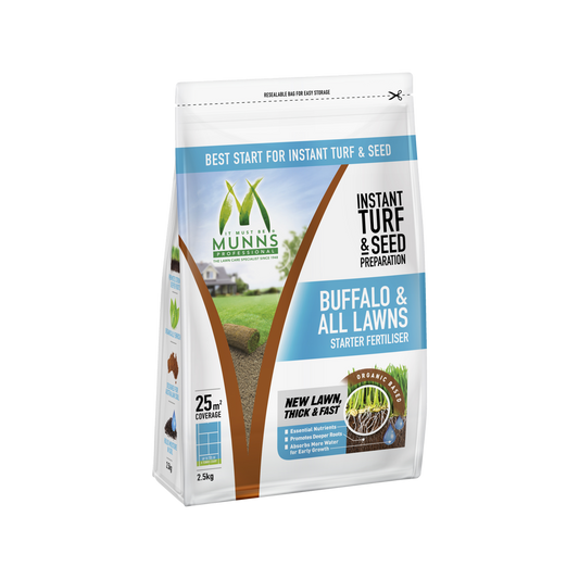 Munns Professional Turf Starter Fertiliser - 2.5kg - Granular - All Lawns - Auzzistore