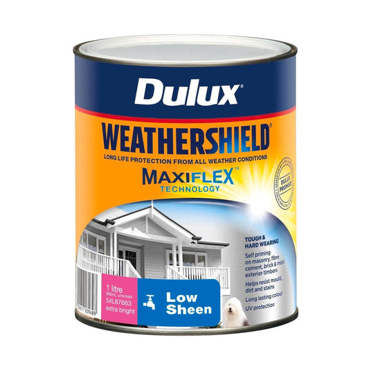 Dulux Weathershield Exterior Paint - 1L - Extra Bright - Low Sheen - Auzzistore