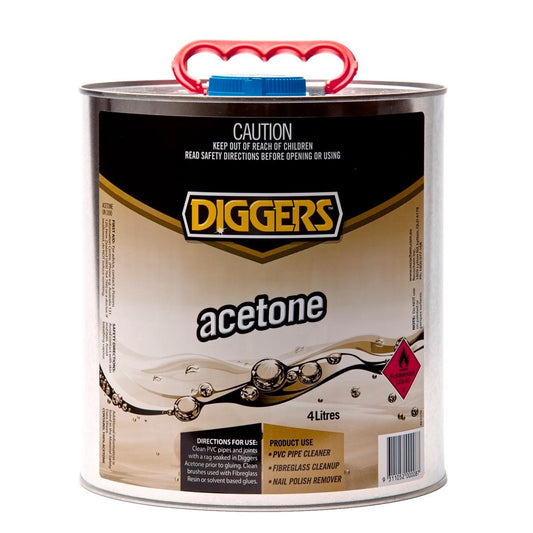 DIGGERS™ Acetone Cleaning Solvent 4L Liquid Low VOC Effective Clean-Up - Auzzistore