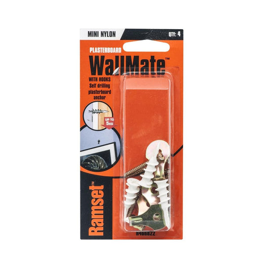 Ramset Wallmate Anchor - 10mm x 33mm - Nylon - Flush Finish - 4 Pack - Auzzistore