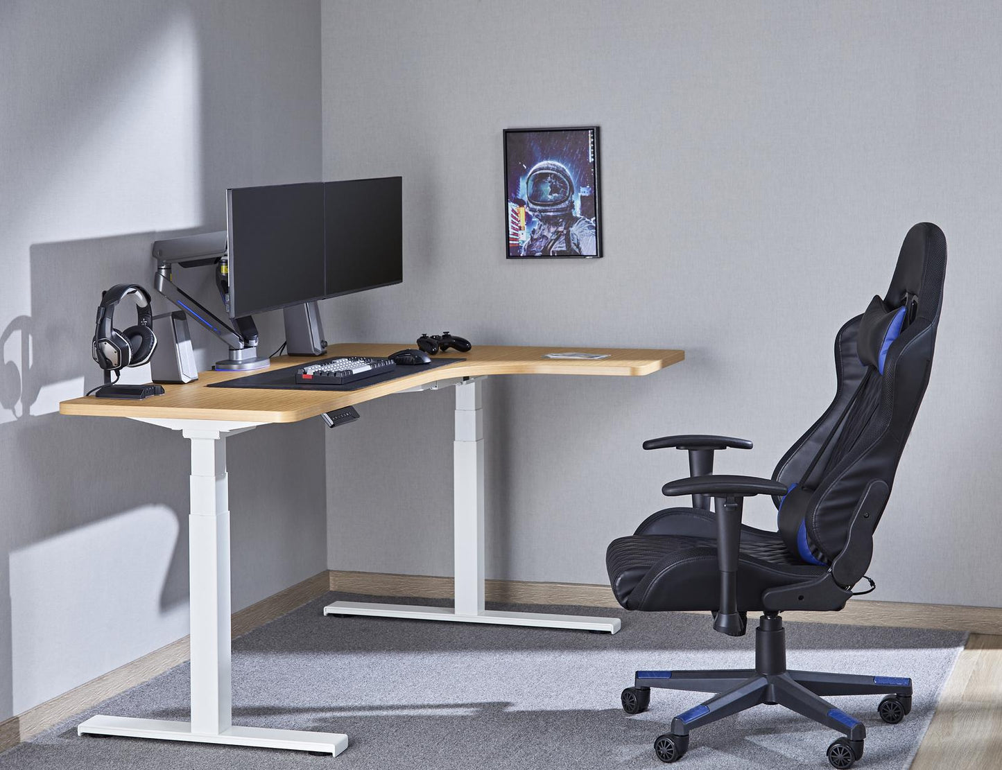 Gorilla Office 1600 x 1100 x 600mm Standing Desk (White/Oak)