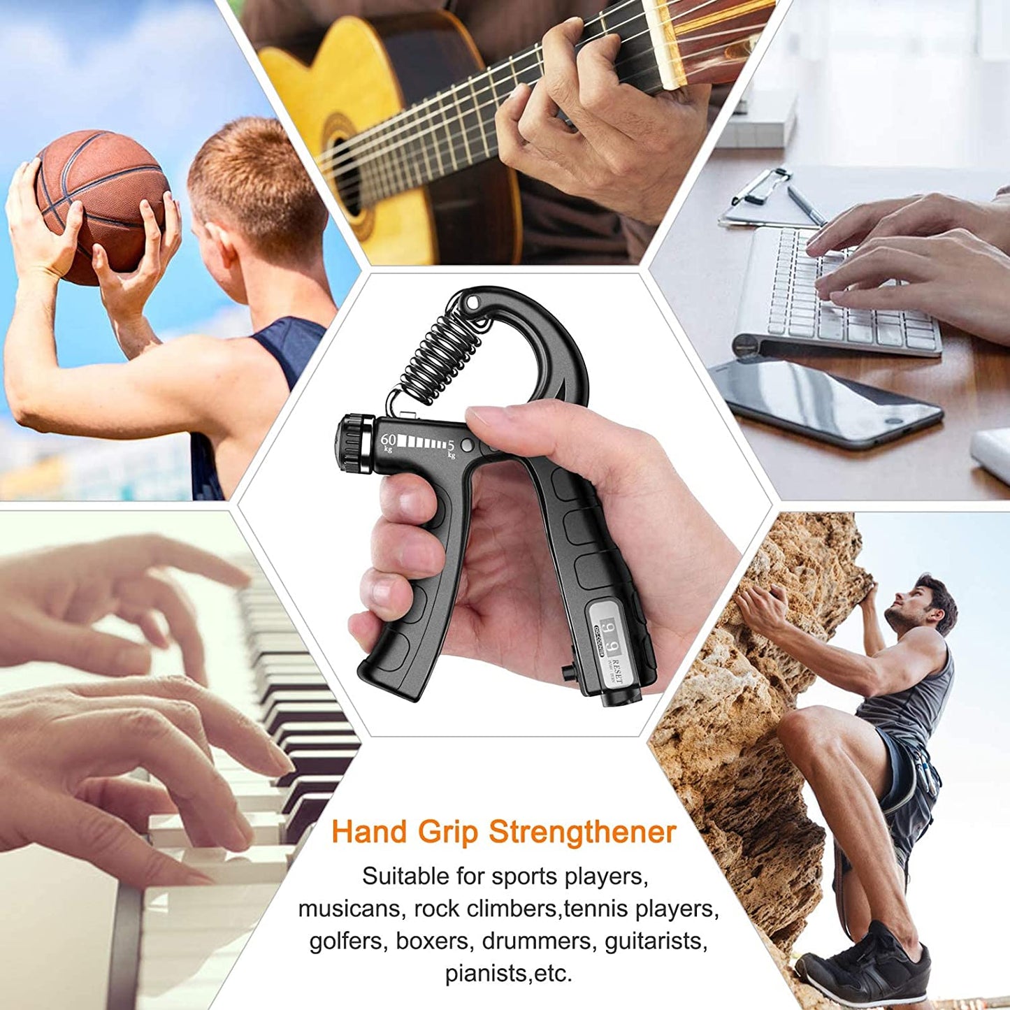 5 Pack Adjustable Resistance Hand Gripper Exerciser Workout Kit | Auzzi Store