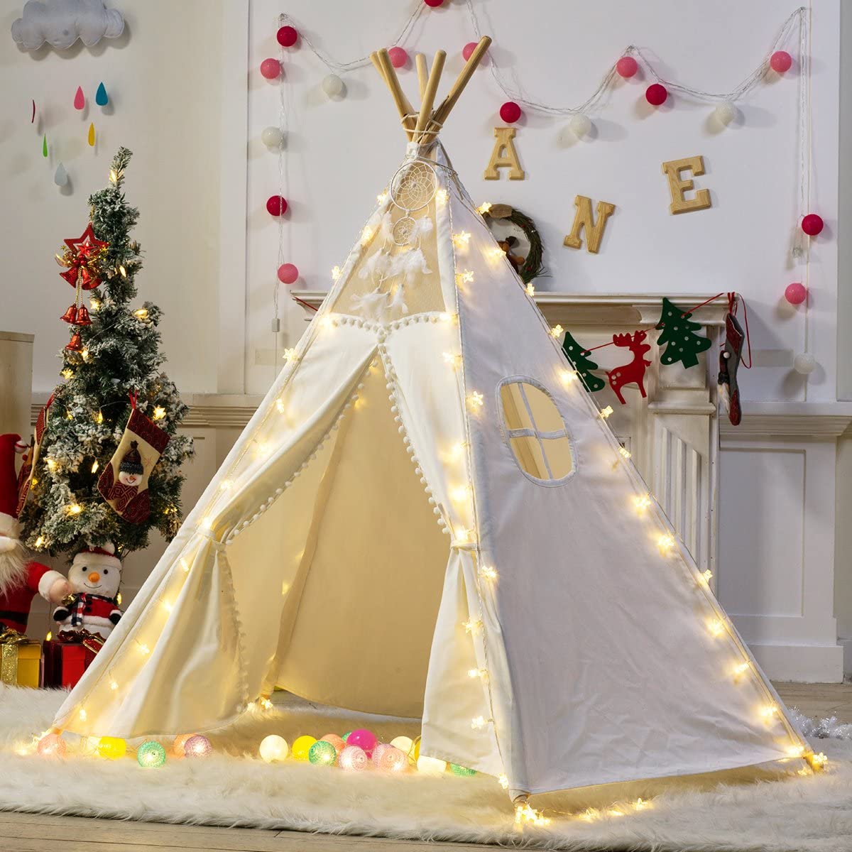 5 Poles Giant Kids Teepee Tent (Natural Canvas) | Auzzi Store