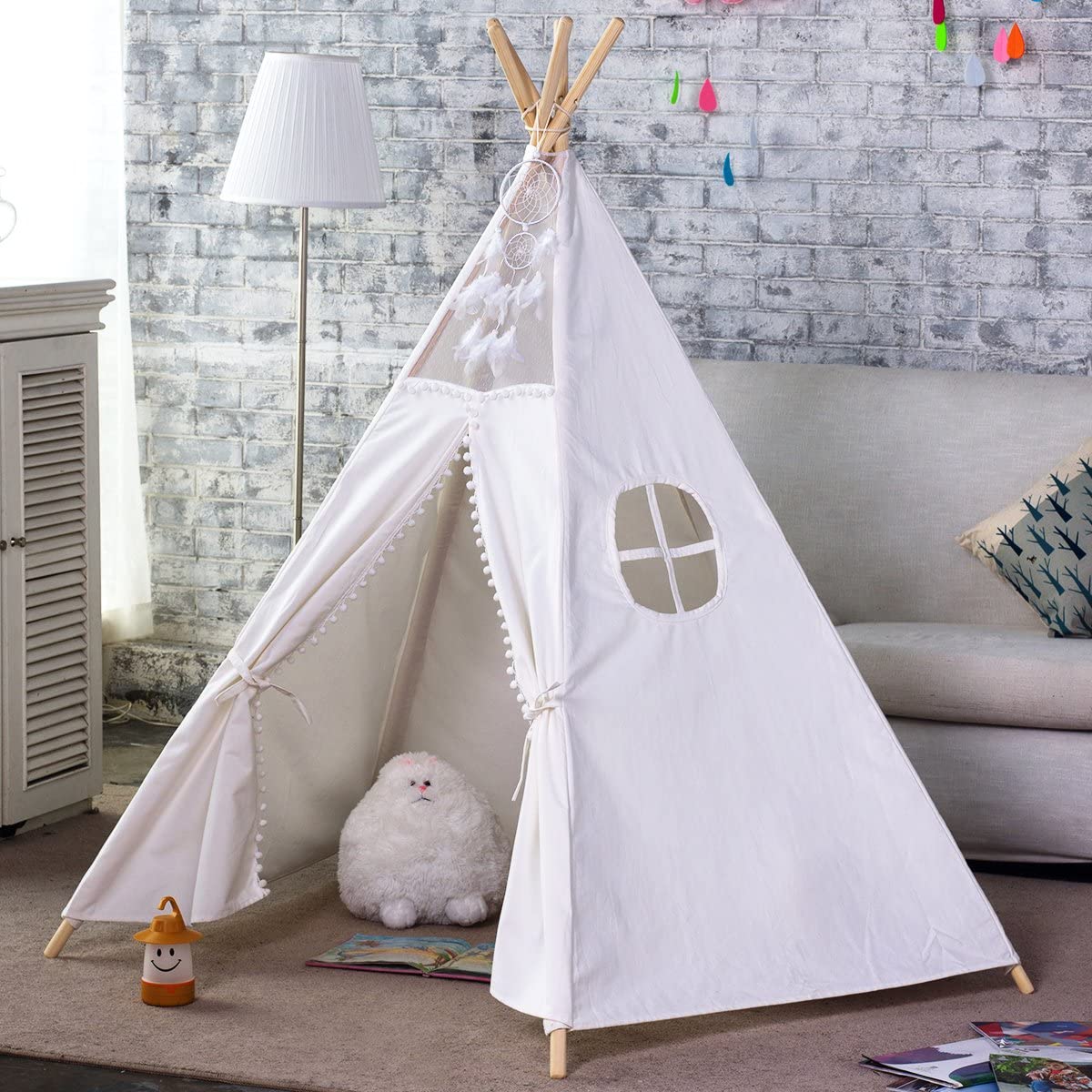 5 Poles Giant Kids Teepee Tent (Natural Canvas) | Auzzi Store