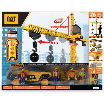 CAT Workforce Power Crane Remote Control Playset with 56 Construction Accessories