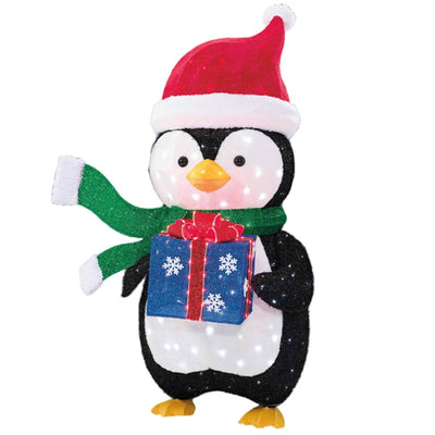 Light Up Penguin With Gift Box Christmas Statue 60 Inch 320 LED Lights for Indoor and Outdoor Decor