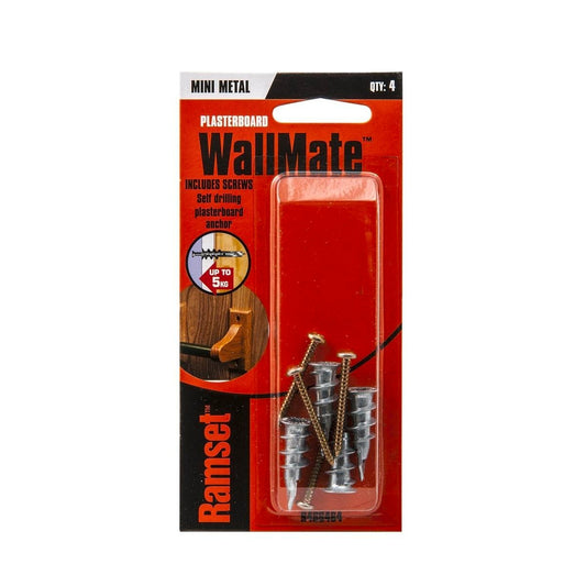 Ramset Wallmate - 11mm x 32mm - Zinc Alloy - Mini Size - 4 Pack - Auzzistore