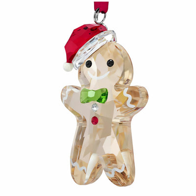 Swarovski Holiday Cheers Gingerbread Man Crystal Ornament 195 Facets Gold Tone