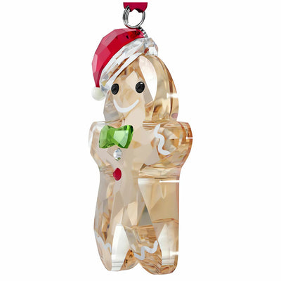 Swarovski Holiday Cheers Gingerbread Man Crystal Ornament 195 Facets Gold Tone