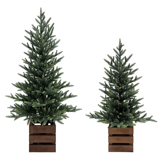CGH Pre-Lit Pine Trees 2 Piece Set 1.2m and 0.9m with Warm White LED Twinkle Lights and Timer — image 2